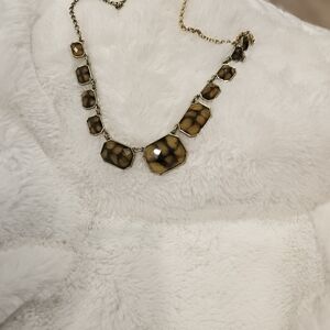 NWT Dress Barn Gold and Brown Geometric Necklace
